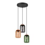 Suspension verre 3 lampes multicolores cork