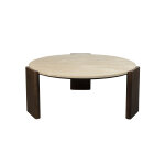 Table basse ronde valcour en travertin �90 cm