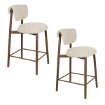 Tabouret de bar lee tissu et structure bois fonc�