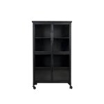 Vitrine en bois et m�tal � roulettes h133cm - ferre noir