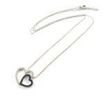 Promo - 10%, les tr�sors de lily [n5372] - collier argent  love  noir blanc (r. . .