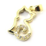 Promo - 15%, les trsors de lily [n4049] - pendentif plaqu or  chat silhouett. . .