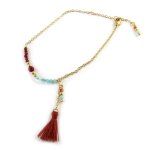 Promo - 18%, les tr�sors de lily [n9226] - bracelet  alta�  rouge vert dor�