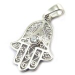 Promo - 18%, les trsors de lily [n3972] - pendentif argent  main fatma  blanc. . .