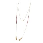 Promo - 18%, les trsors de lily [n8190] - collier sautoir  navajos  rouge dor