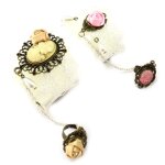 2 bracelets bagues  courtisanes  ivoire rose (dentelle)