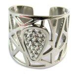 Promo - 20%, bague acier  calypso  blanc argent�