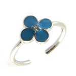 Promo - 20%, bague argent enfant  flora  bleu (rhodi)