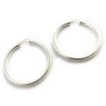 Promo - 20%, les tr�sors de lily [m9465] - cr�oles argent  maille omega  3. 5 . . .