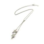 Promo - 21%, les tr�sors de lily [n5380] - collier argent  etoiles  blanc arge. . .