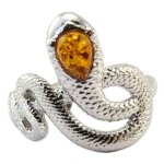 Promo - 23%, bague argent serpent antique ambre cognac (rhodié) Promo - 23%, bague argent serpent antique ambre cognac (rhodié)