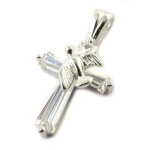 Promo - 24%, les tr�sors de lily [n6806] - pendentif argent  croix  blanc