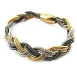 Promo - 25%, les trsors de lily [m8195] - bracelet crateur  tresses  3 tons