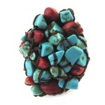 Promo - 25%, les trsors de lily [n4636] - bague  mineralia  turquoise rouge