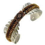 Promo - 29%, les trsors de lily [p4909] - bracelet acier  navajos  marron arg. . .
