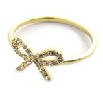 Promo - 30%, bague plaqu� or  noeud romantique  blanc dor�