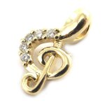Promo - 31%, les trsors de lily [m8754] - pendentif plaqu or  cl de sol  blanc