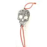 Promo - 33%, les tr�sors de lily [n0780] - bracelet cr�ateur  t�te de mort  bl. . .