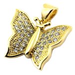 Promo - 42%, les trsors de lily [p2502] - pendentif plaqu or  papillon  blan. . .