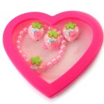 Promo - 50%, les trsors de lily [n5065] - parure  fraises  rose vert (bracele. . .