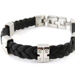 Promo - 51%, les tr�sors de lily [e7055] - bracelet homme  tony  cuir / acier