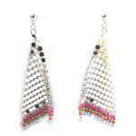 Promo - 54%, les trsors de lily [n3125] - boucles  cotte de maille  rose vert. . .
