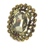 Promo - 54%, les tr�sors de lily [n9298] - bague cr�ateur  sissi  ambre dor�