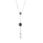 Promo - 62%, les trsors de lily [l3911] - collier argent  sissi  saphir beige. . .