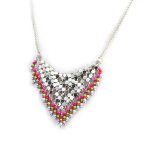 Promo - 68%, les trsors de lily [n3109] - collier  cotte de maille  rose vert. . .