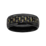 Alliance acier et pvd noir avec carbone reflet couleur dore