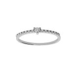 Alliance argent platin demi rail et solitaire oxydes blancs sertis