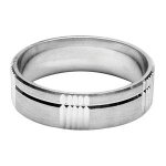 Alliance argent rhodi� bross�e 6mm et cisel�e