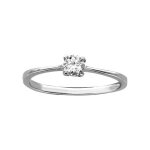 Alliance argent rhodi solitaire oxyde serti blanc 4 griffes