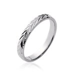 Alliance mariage gravée femme - argent 925 / 1000 massif rhodié Alliance mariage gravée femme - argent 925 / 1000 massif rhodié