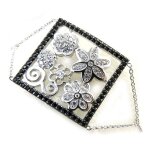 Altesse [m2729] - bracelet argent 'flora' noir blanc