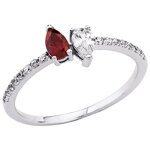 Altesse [q4835] - bague argent 'scarlett' rouge blanc (rhodi)