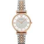 Armani jeans montre bracelet retro ar1926 - pour femme - coloris : argent et or rose