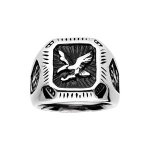 Bague acier carre americaine avec aigle