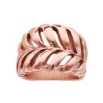 Bague acier et pvd rose feuille Bague acier et pvd rose feuille