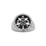 Bague acier ronde r�sine et nacre