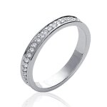 Bague alliance femme - argent massif 925 / 1000 rhodié - rail zircons cz Bague alliance femme - argent massif 925 / 1000 rhodié - rail zircons cz