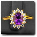 Bague amethyste & saphir blanc argent 925 + plaqu or jaune 18 k