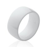 Bague anneau large 9 mm tube en cramique blanche pour femme