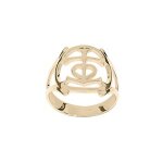 Bague argent et dore jaune croix camarguaise