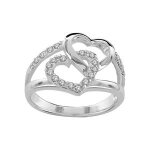 Bague argent double coeur pierres blanches Bague argent double coeur pierres blanches