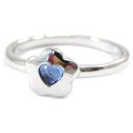 Bague argent enfant  flora  bleu