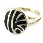 Bague argent  estampe  onyx