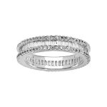 Bague argent rhodi alliance complete avec oxydes blancs sertis