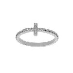 Bague argent rhodi boules avec croix oxydes blancs sertis