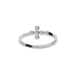 Bague argent rhodi croix 1 oxyde blanc serti